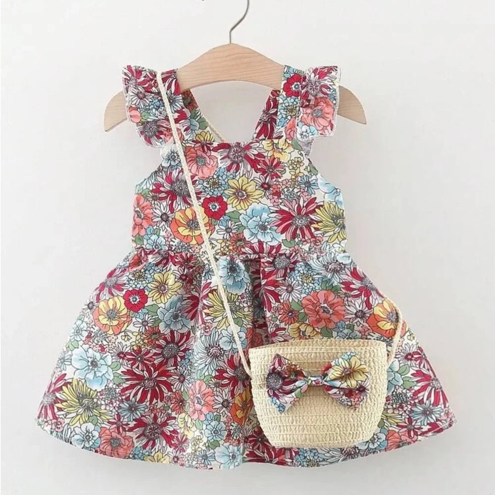 Floral Baby Dress with Matching Bag